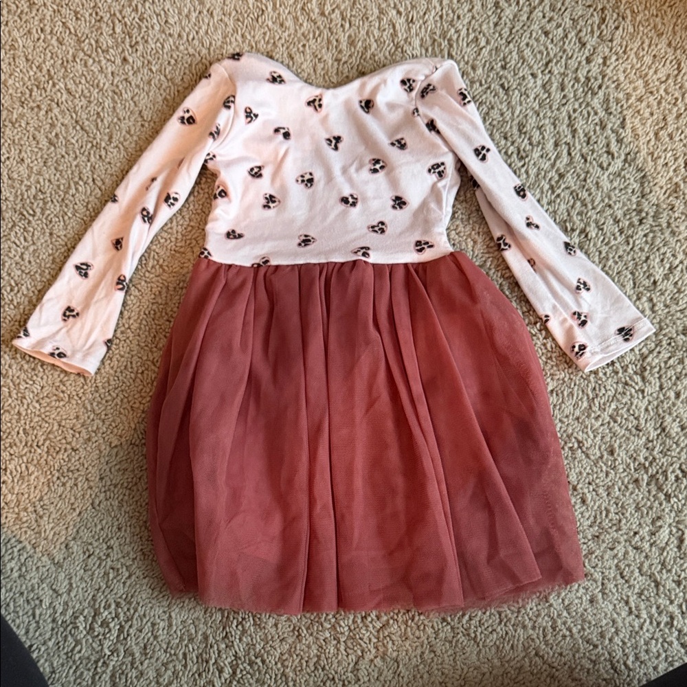 Adorable Long Sleeve Kids Dress - White and Pink